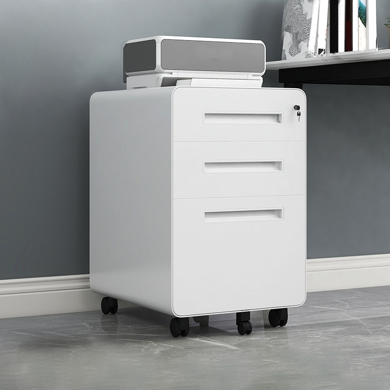 Modern Cabinet Metal 3 Locking Drawers and Castors Filing Cabinet for Home Office