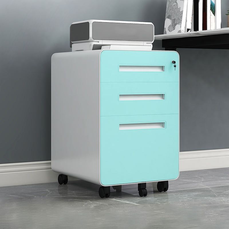 Modern Cabinet Metal 3 Locking Drawers and Castors Filing Cabinet for Home Office