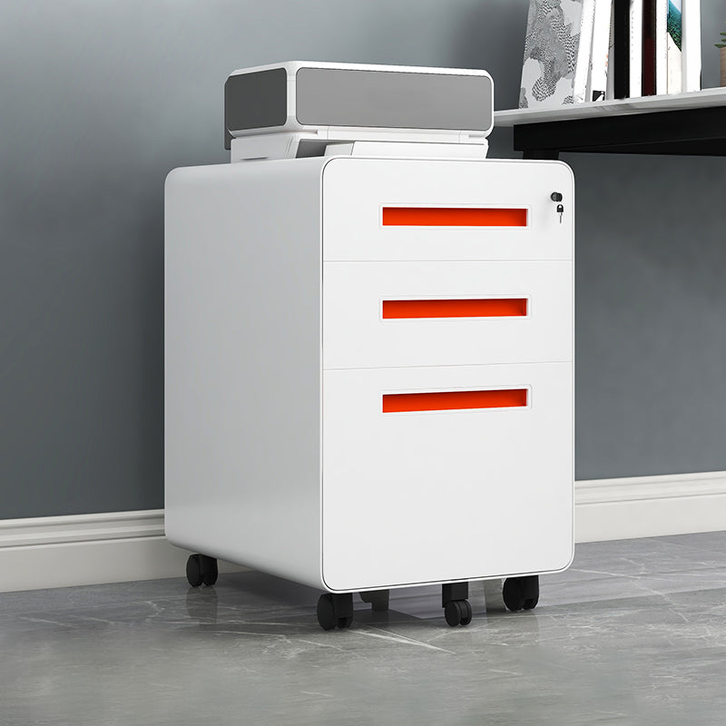 Modern Cabinet Metal 3 Locking Drawers and Castors Filing Cabinet for Home Office