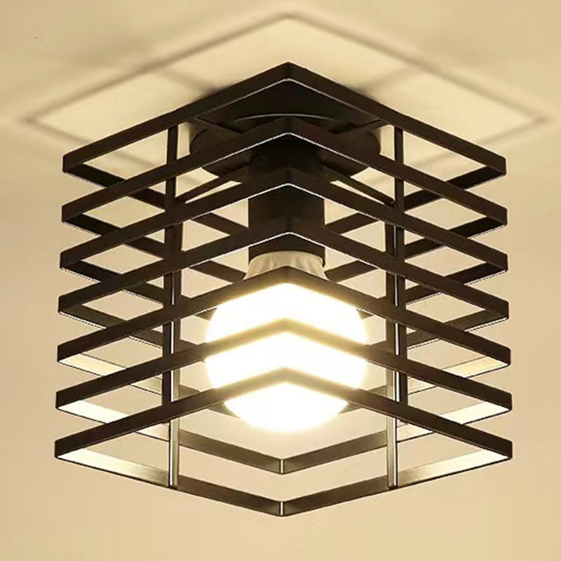 Nordic Style Ceiling Light Cuboid Shape Ceiling Lamp with Iron Shade for Bedroom