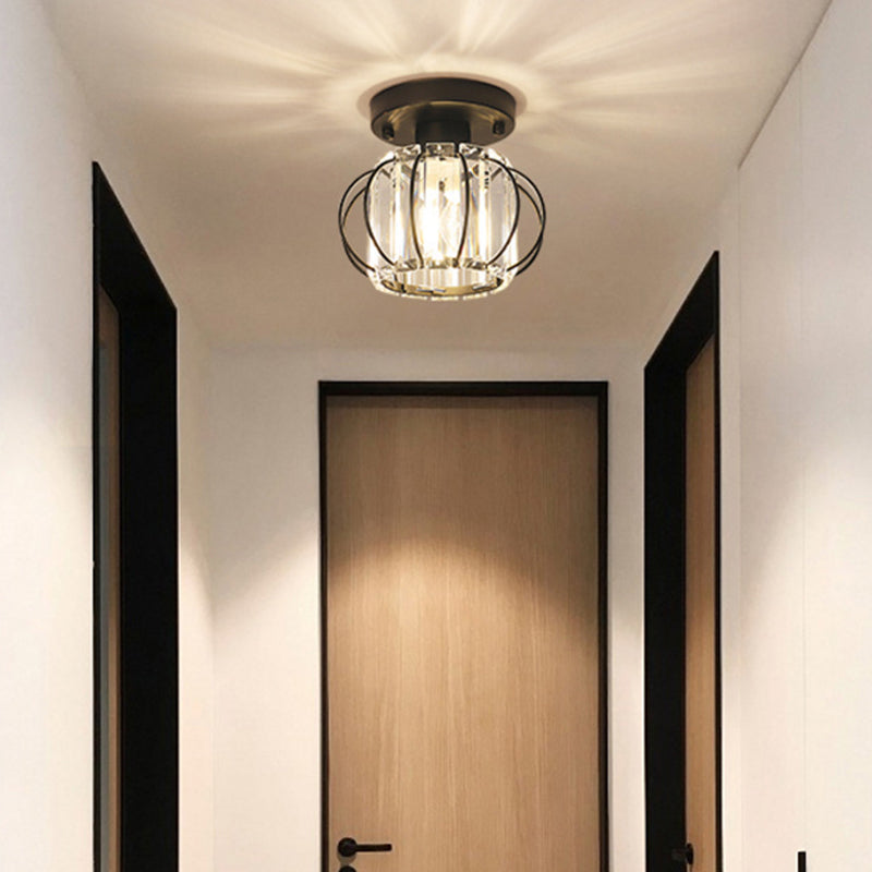 Modern Simple Ceiling Light Cylinder Shape Ceiling Lamp with Crystal Shade for Living Room