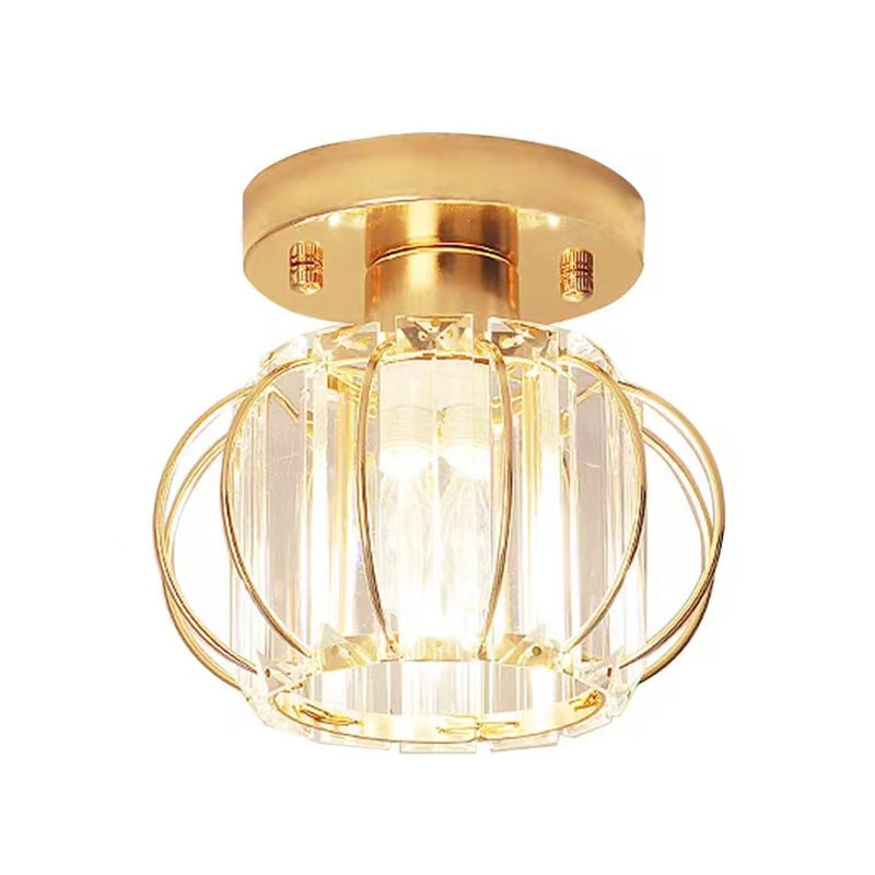 Modern Simple Ceiling Light Cylinder Shape Ceiling Lamp with Crystal Shade for Living Room