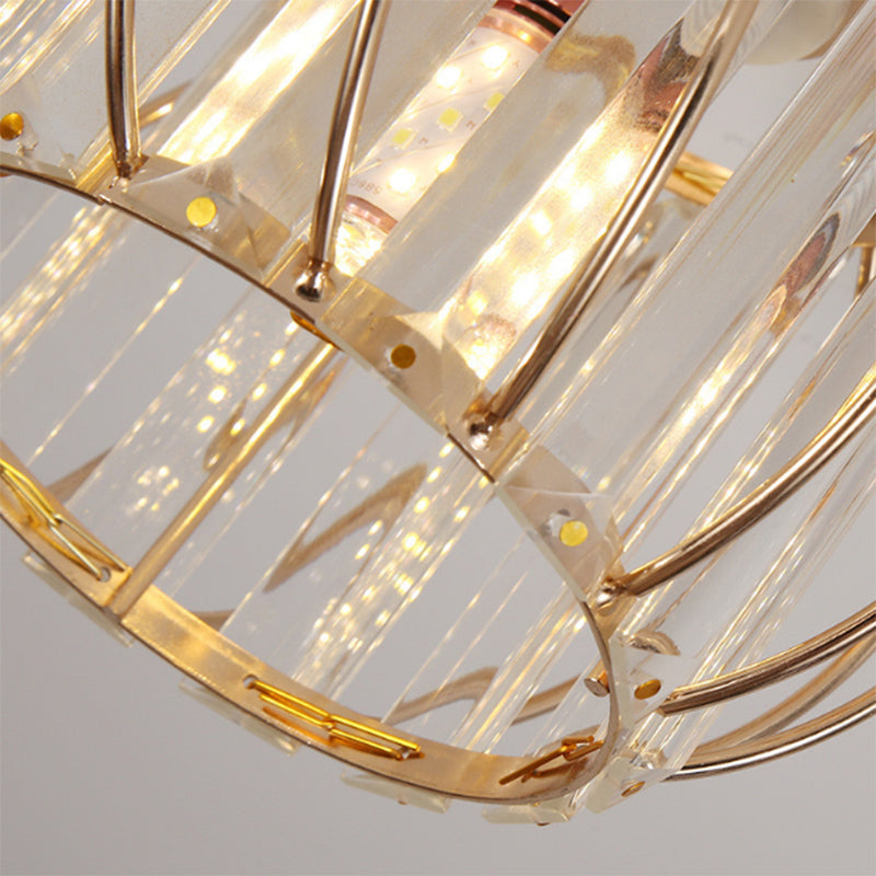 Modern Simple Ceiling Light Cylinder Shape Ceiling Lamp with Crystal Shade for Living Room