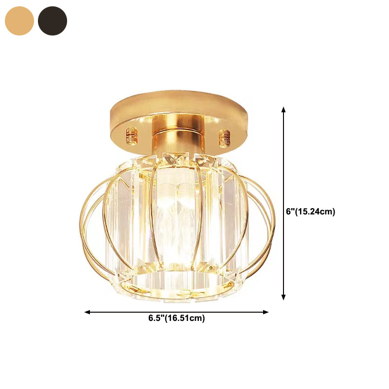 Modern Simple Ceiling Light Cylinder Shape Ceiling Lamp with Crystal Shade for Living Room