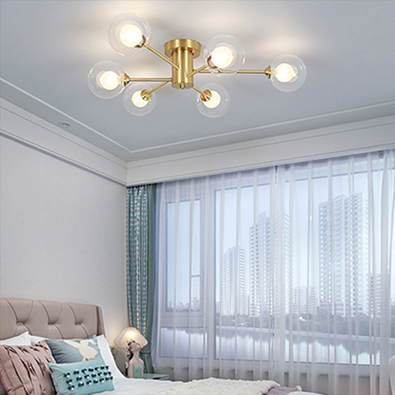 Nordic Style Golden Ceiling Light Ball Shape Glass Shade Ceiling Lamp for Living Room