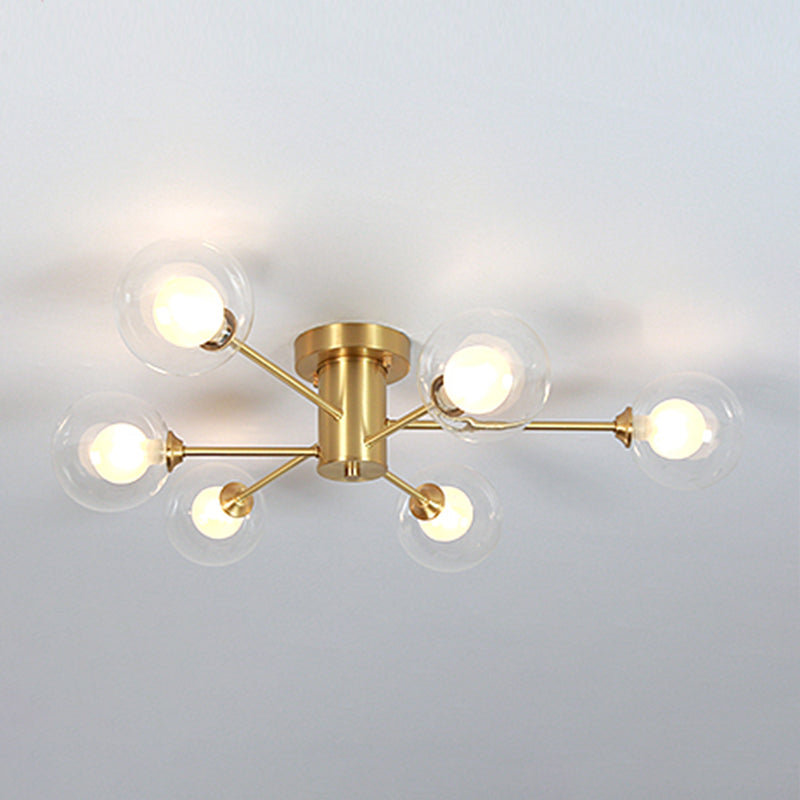 Nordic Style Golden Ceiling Light Ball Shape Glass Shade Ceiling Lamp for Living Room