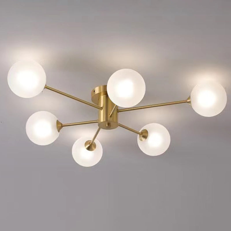 Nordic Style Golden Ceiling Light Ball Shape Glass Shade Ceiling Lamp for Living Room