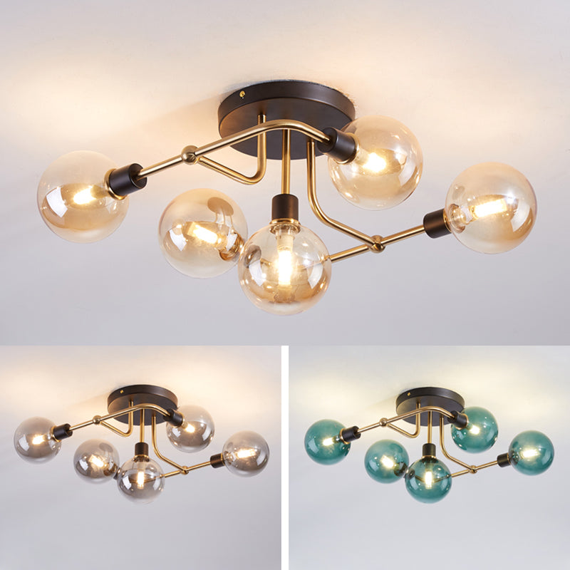 Nordic Style Ceiling Light Iron Ceiling Lamp with Colorful Shade for Bedroom