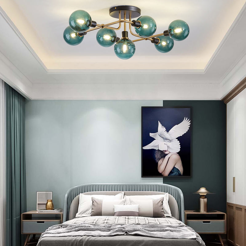 Nordic Style Ceiling Light Iron Ceiling Lamp with Colorful Shade for Bedroom