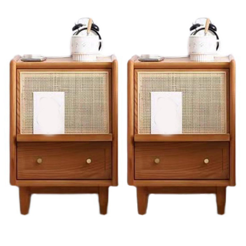 Rattan Bedside Cabinet Modern Minimalist Bedside Table with Legs