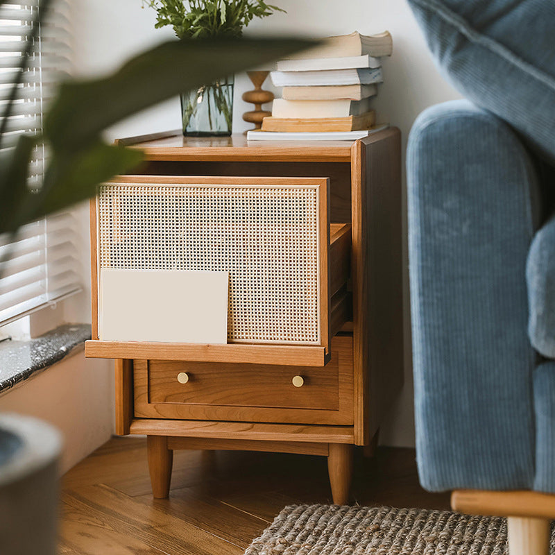 Rattan Bedside Cabinet Modern Minimalist Bedside Table with Legs