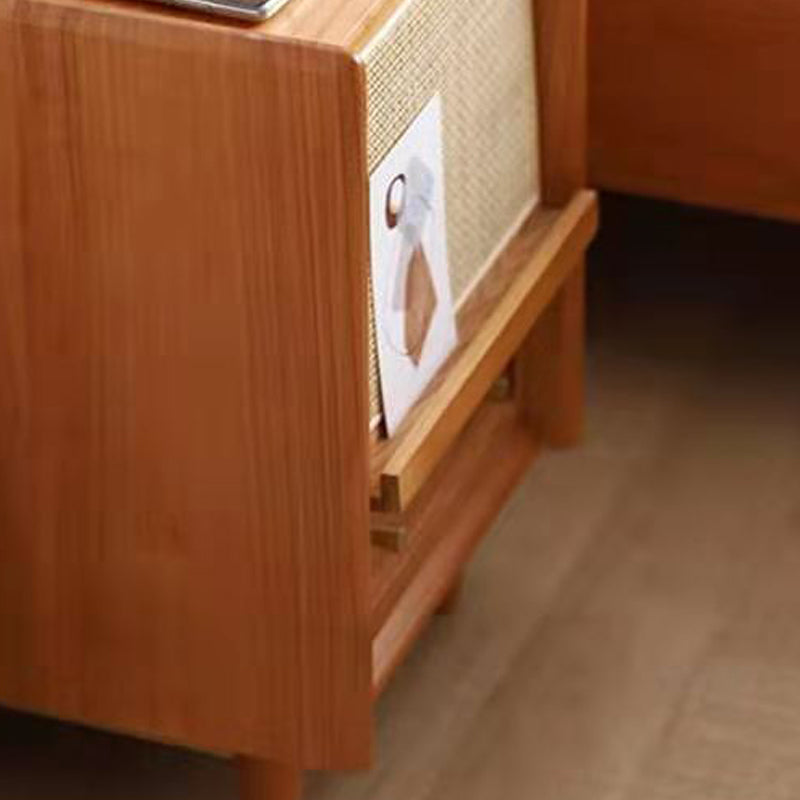 Rattan Bedside Cabinet Modern Minimalist Bedside Table with Legs