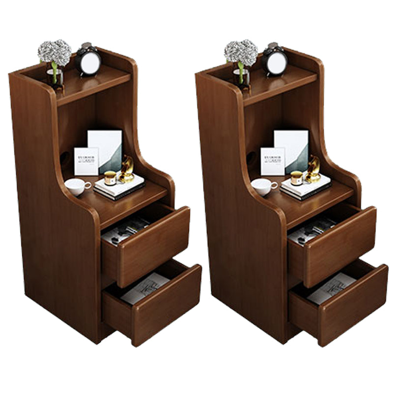 Solid Wood Bedside Table Modern Minimalist Open Bedside Table with Drawers