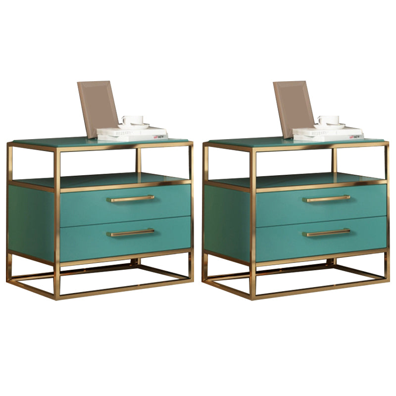 Metal and Wood Bedside Cabinet Modern Minimalist Open Bedside Table with Legs