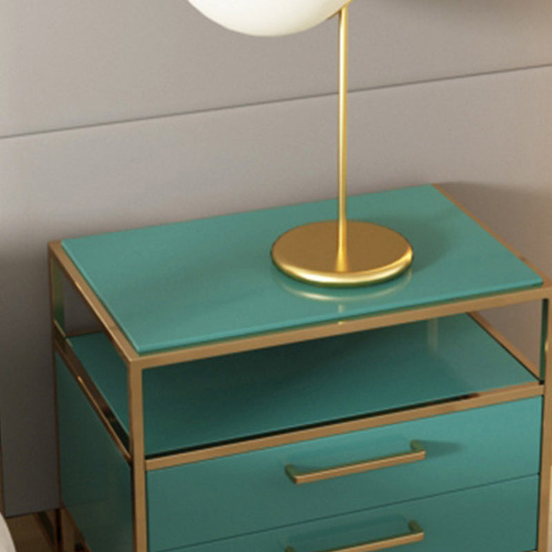 Metal and Wood Bedside Cabinet Modern Minimalist Open Bedside Table with Legs