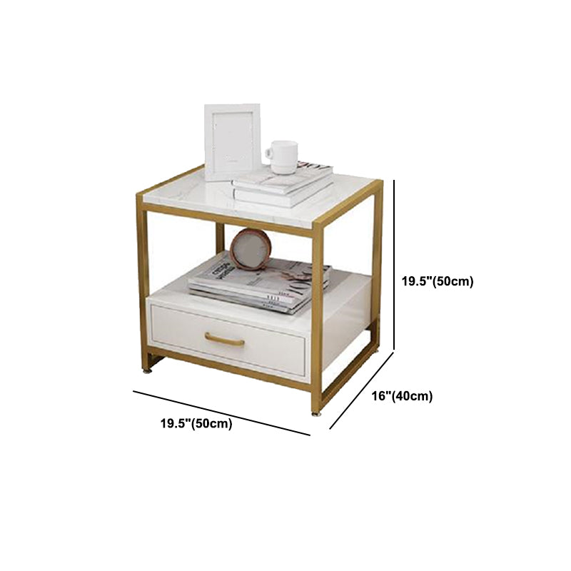 Metal and Wood Bedside Cabinet Modern Minimalist Open Bedside Table with Legs