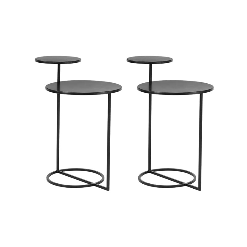 Modern Round Accent Table Nightstand Iron Night Table for Bedroom, 14"W