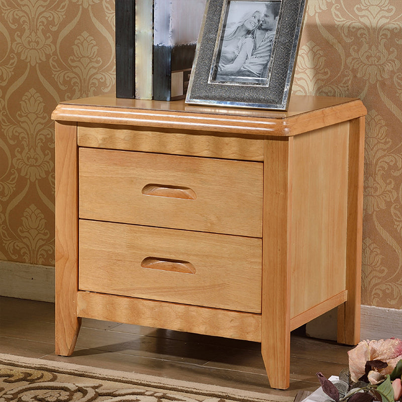 Traditional Lower Shelf Nightstand Solid Wooden Bedside Cabinet with Drawers for Bedroom