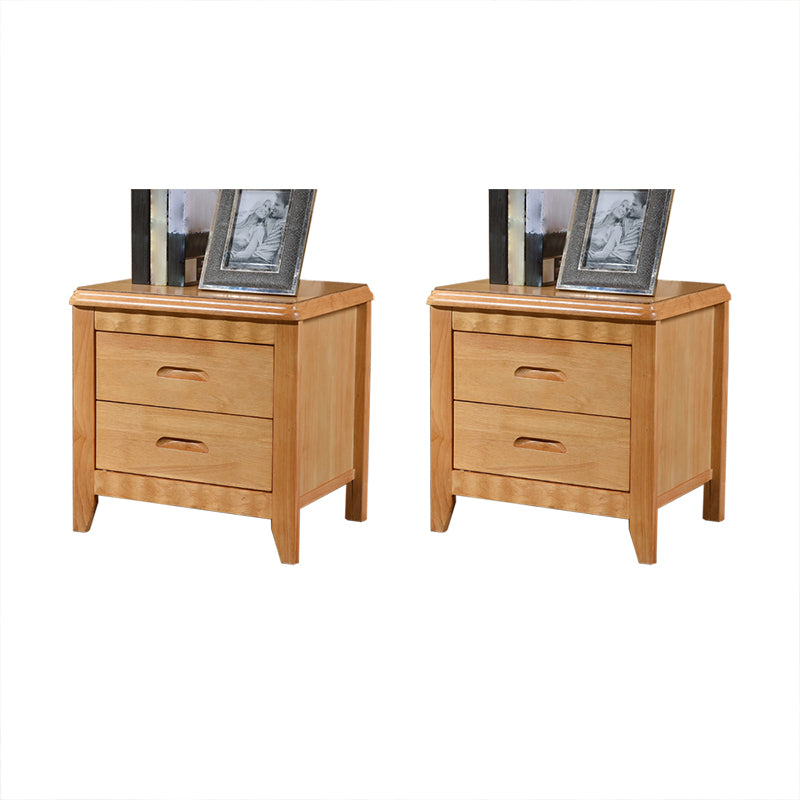 Traditional Lower Shelf Nightstand Solid Wooden Bedside Cabinet with Drawers for Bedroom