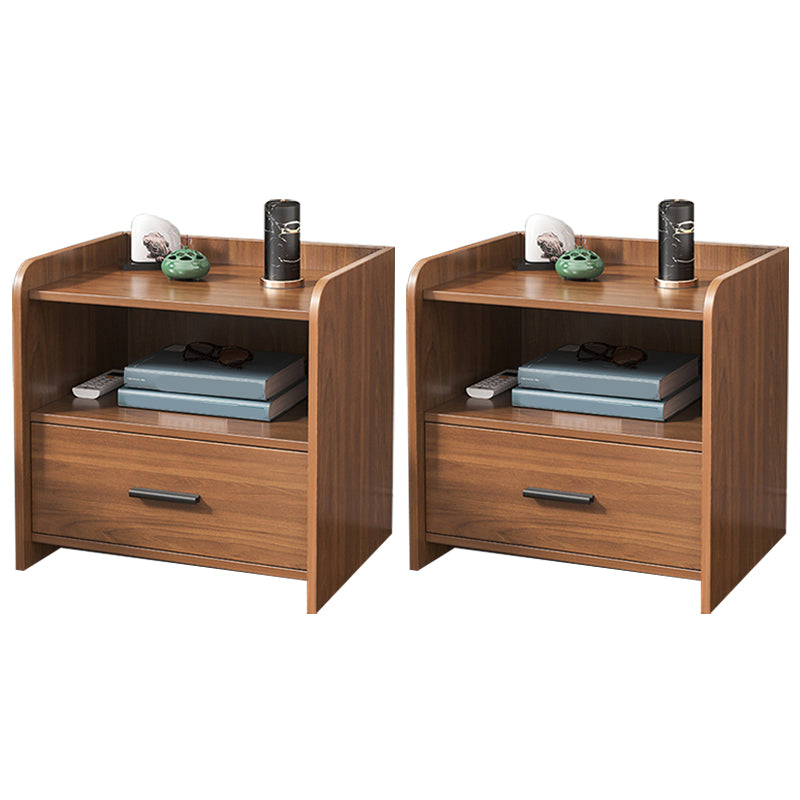 Wooden Bedside Cabinet Modern Minimalist Open Bedside Table with Drawers