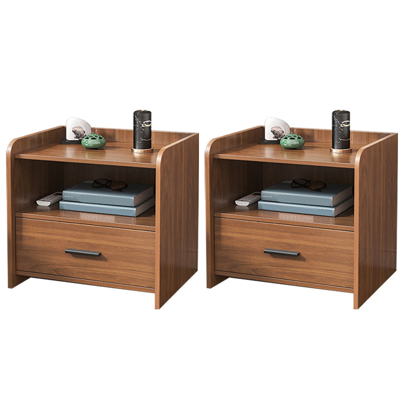 Wooden Bedside Cabinet Modern Minimalist Open Bedside Table with Drawers