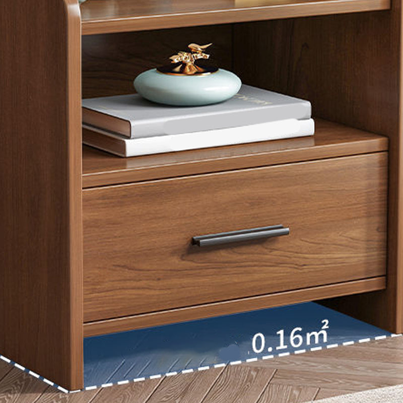 Wooden Bedside Cabinet Modern Minimalist Open Bedside Table with Drawers