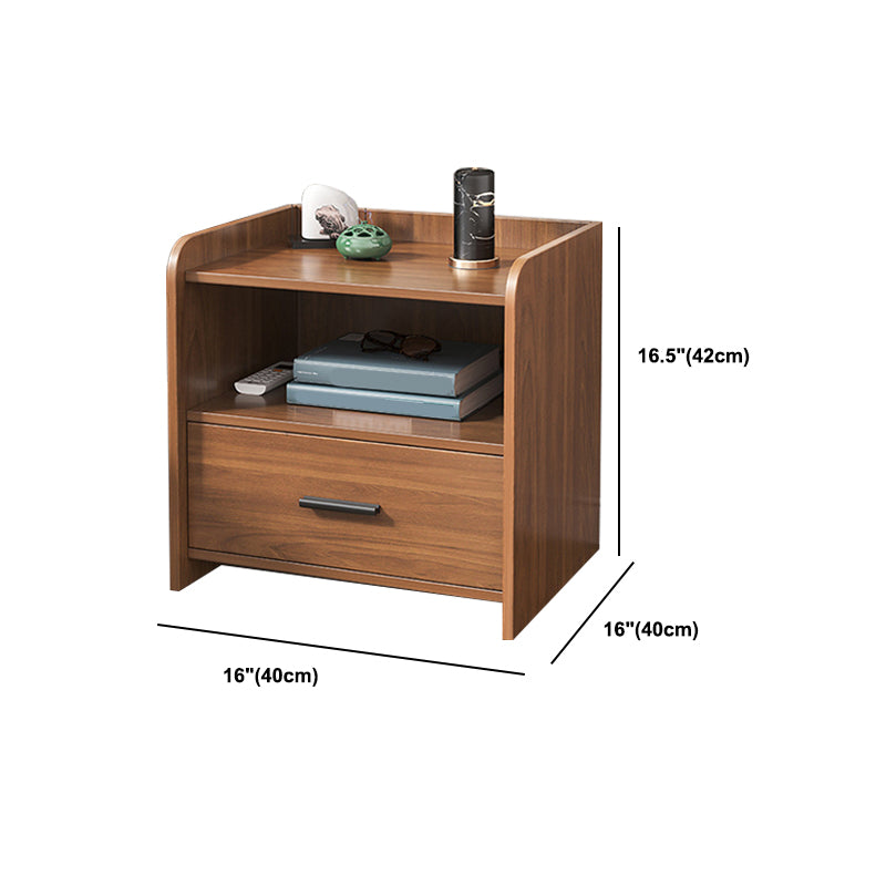 Wooden Bedside Cabinet Modern Minimalist Open Bedside Table with Drawers