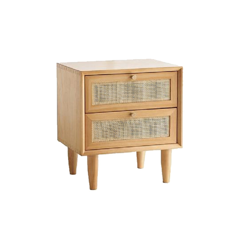 Rattan Bedside Table Modern Minimalist Bed Nightstand with Legs