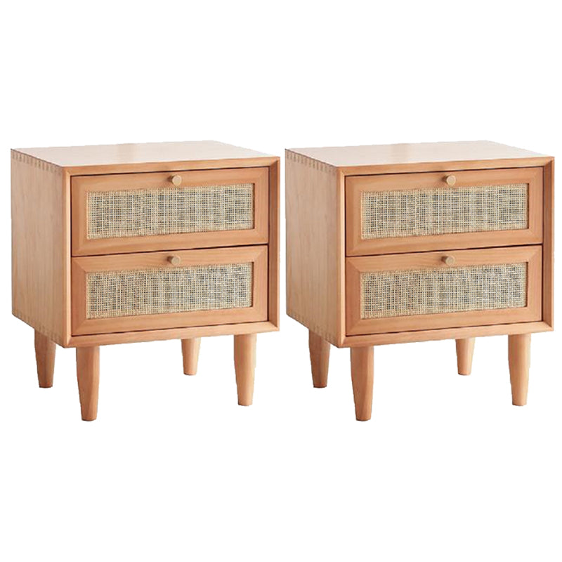 Rattan Bedside Table Modern Minimalist Bed Nightstand with Legs