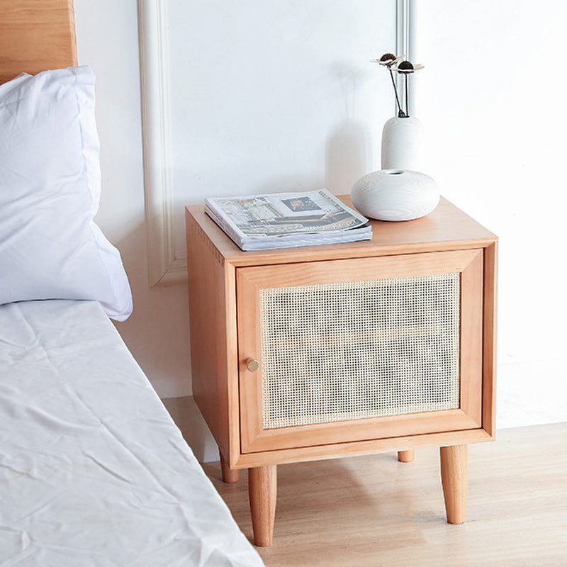 Rattan Bedside Table Modern Minimalist Bed Nightstand with Legs