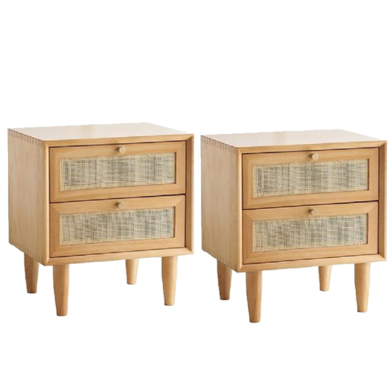 Rattan Bedside Table Modern Minimalist Bed Nightstand with Legs