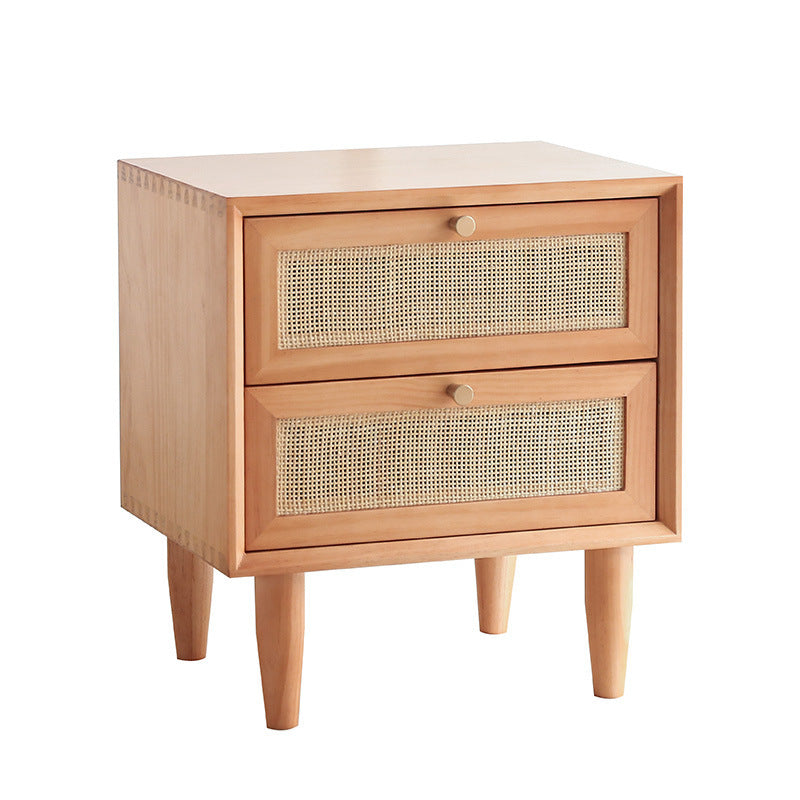 Rattan Bedside Table Modern Minimalist Bed Nightstand with Legs