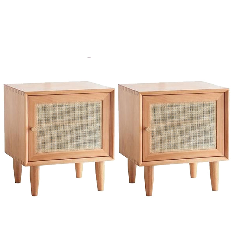 Rattan Bedside Table Modern Minimalist Bed Nightstand with Legs