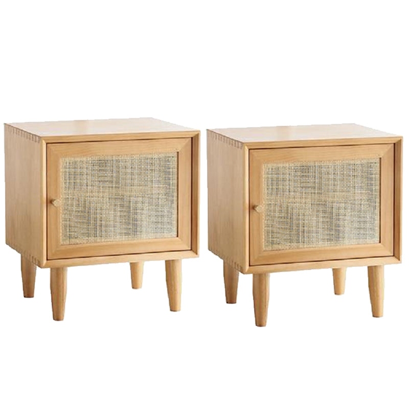 Rattan Bedside Table Modern Minimalist Bed Nightstand with Legs