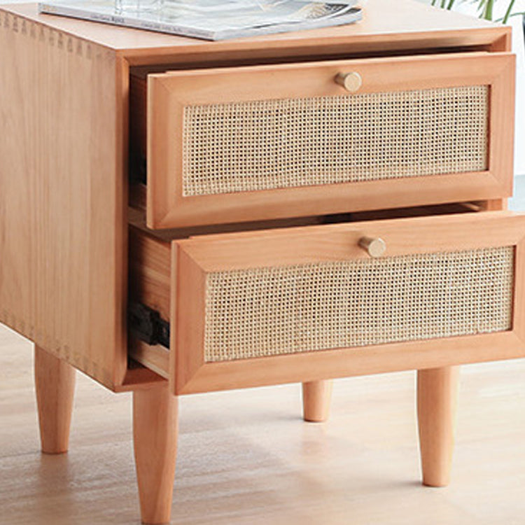 Rattan Bedside Table Modern Minimalist Bed Nightstand with Legs