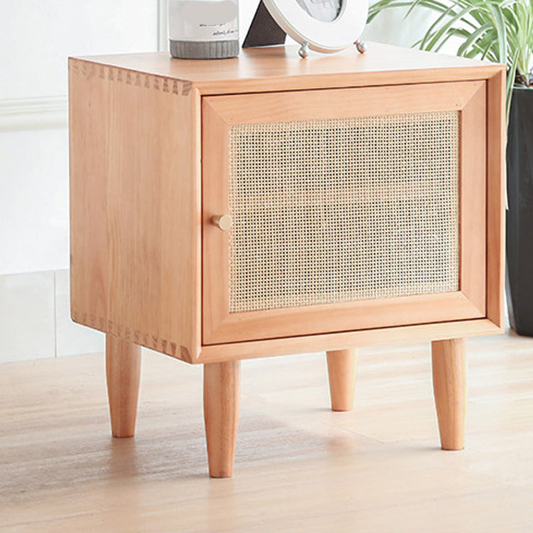 Rattan Bedside Table Modern Minimalist Bed Nightstand with Legs