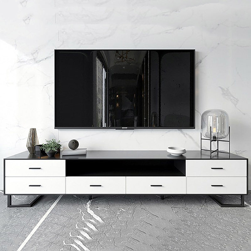 Wood and Metal TV Cabinet Modern Minimalist Home Open TV Stand Console