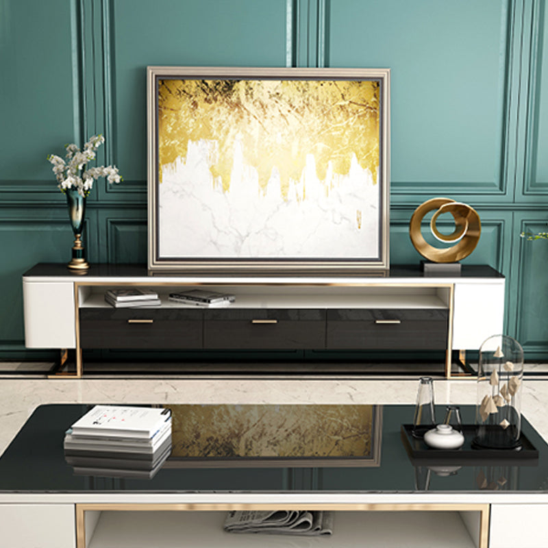 Wood and Glass TV Cabinet Modern Minimalist Home TV Stand Console