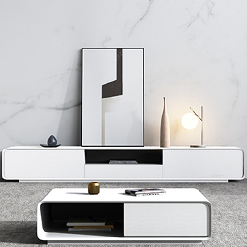 Wooden TV Cabinet Modern Minimalist Home Wall Mounted White TV Cabinet Console