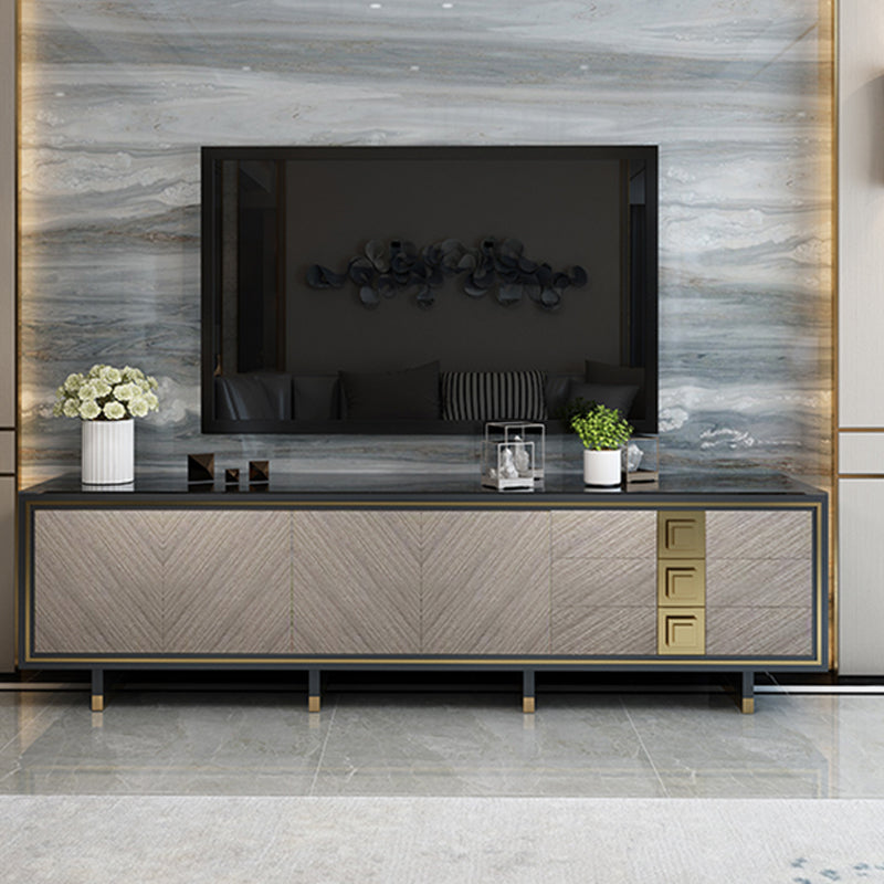 Black Glass TV Cabinet Gorgeous Style Home Simple Closed TV Stand Console