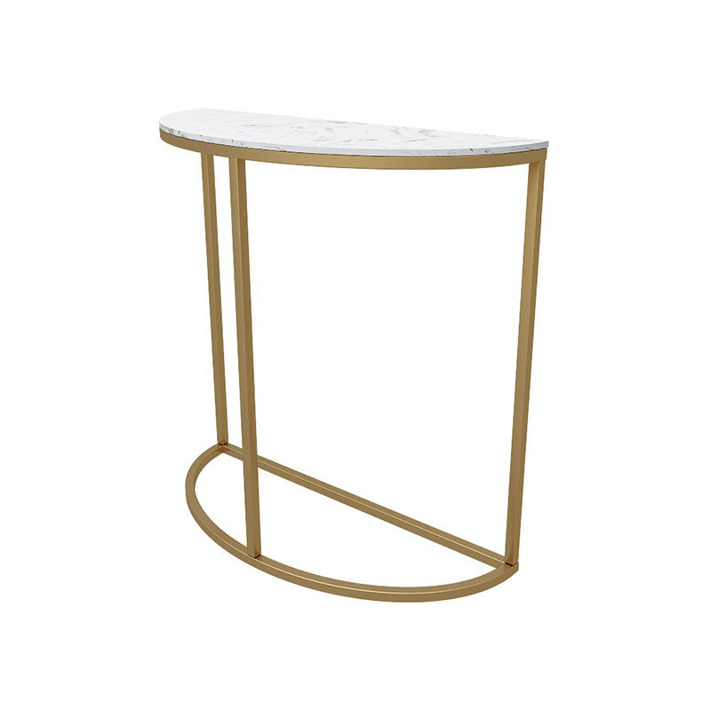 Glam Marble Console Table Half Moon Stain Resistant Accent Table for Hall