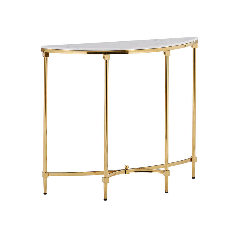 Glam Marble Console Table 14" W Half Moon 4 Legs Accent Table for Hall