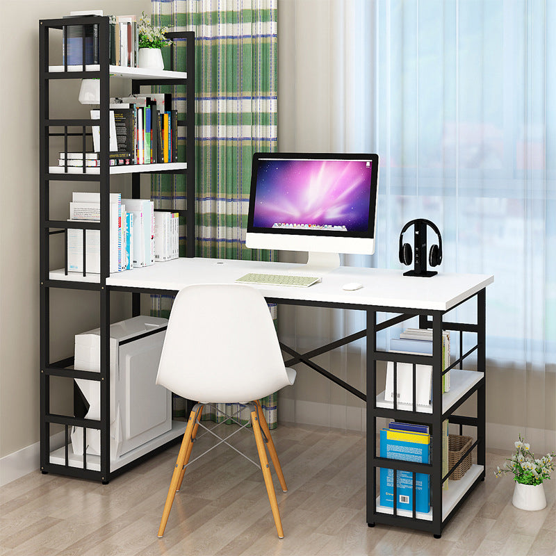 Modern Metal and Wooden Writing Desk Dormitory Office Desk With Bookshelf