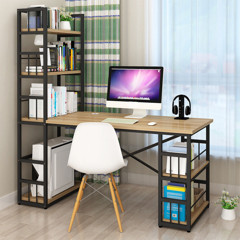 Modern Metal and Wooden Writing Desk Dormitory Office Desk With Bookshelf