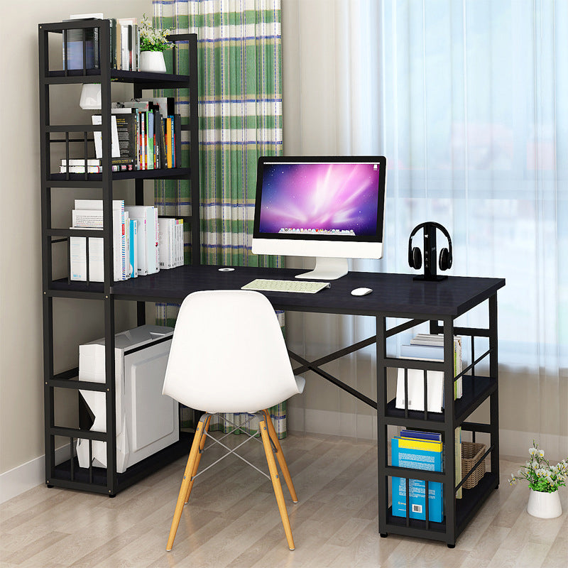 Modern Metal and Wooden Writing Desk Dormitory Office Desk With Bookshelf