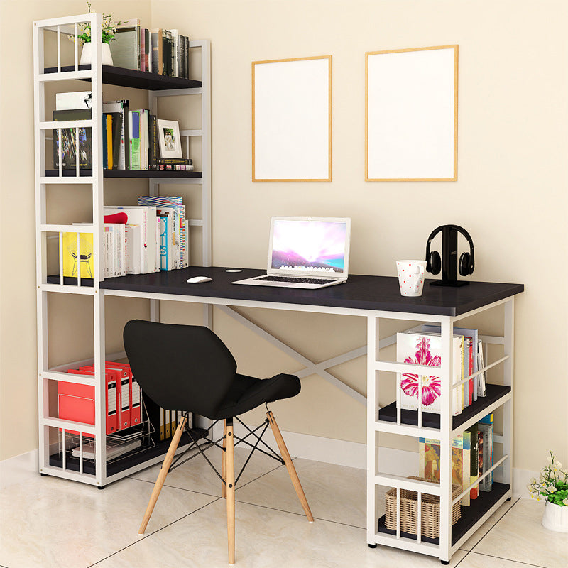 Modern Metal and Wooden Writing Desk Dormitory Office Desk With Bookshelf