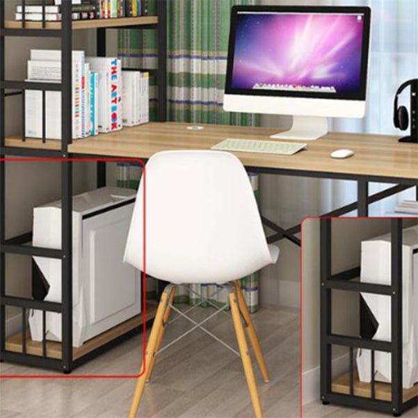 Modern Metal and Wooden Writing Desk Dormitory Office Desk With Bookshelf