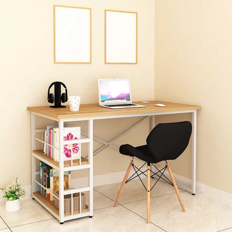 Modern Metal and Wooden Writing Desk Dormitory Office Desk With Bookshelf