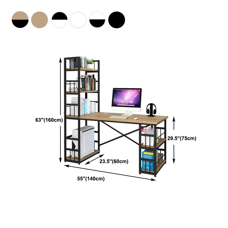 Modern Metal and Wooden Writing Desk Dormitory Office Desk With Bookshelf