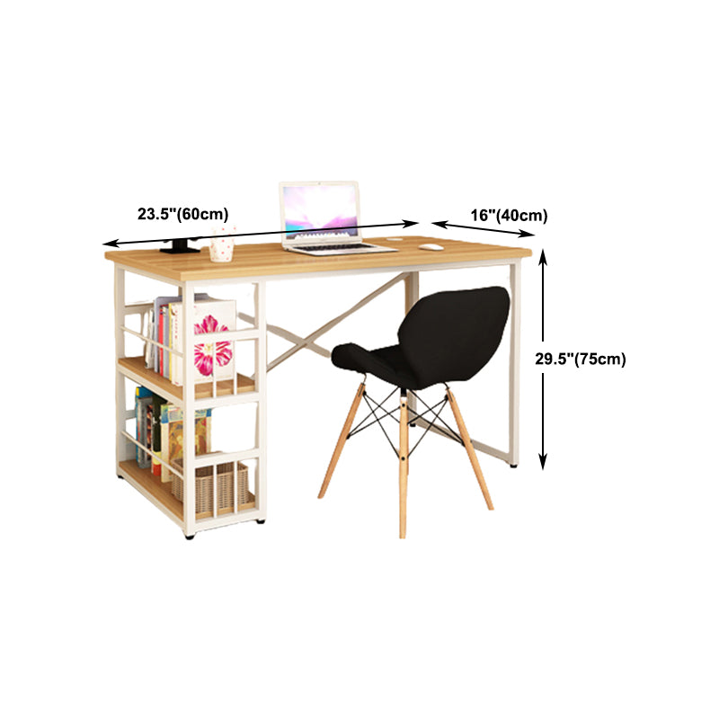 Modern Metal and Wooden Writing Desk Dormitory Office Desk With Bookshelf